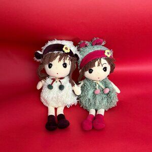 Pre-Loved Japanese Plush Doll Set – Kawaii Twin Dolls – Soft Toy Collectibles